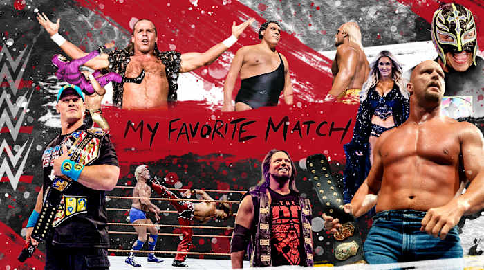 Illustrated graphic featuring WWE wrestlers
